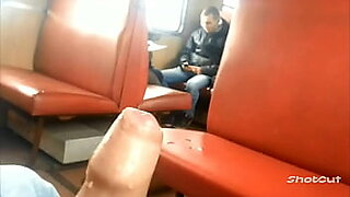 woman touch dick bus train