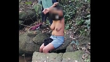mom and son in forest in anal