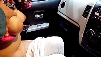 submissive reluctant wife exposed in car on highway