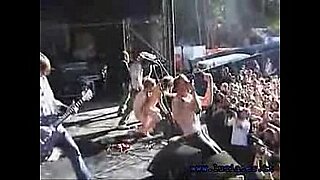 sexy drunk college girls strip naked in public on stage