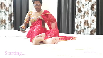 indian aunty striping her saree